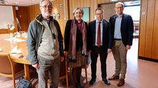 Biskop Herborg Finnset sammen med prost Gustav Danielsen (f.h), ordfører Bjørn Arild Gram og kultursjef Leif Terje Nilsen. (Foto: Inge Torset)