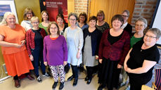 Diakonene som var samlet til fagdag i Erkebispegården, torsdag 28. mai. Foran i midten Mette Goa Hugdal, som fortalte om diakonien hun fant i Hans Nielsen Hauges liv og virke. (Alle foto: Magne Vik Bjørkøy)