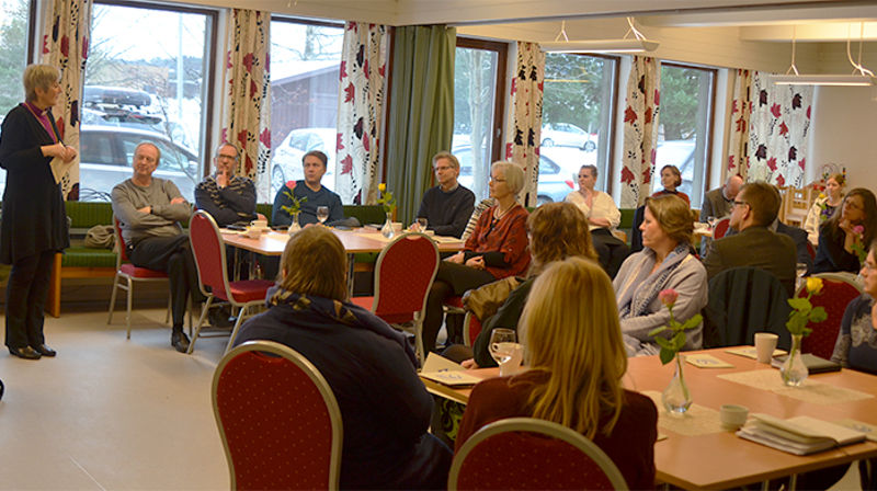 Herborg Finnset og de kirkelige medarbeiderne i Strinda prosti kjente hverandre fra før, da hun kom som ny biskop i Nidaros. Det var hun var prost før hun ble biskop i Nidaros. (Alle foto: Britt Arnhild Wigum Lindland)