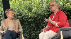 Humøret var på plass da programleder Magne Vik Ravndal møtte Siri Sunde til samtale på scenen under Olavsfest.