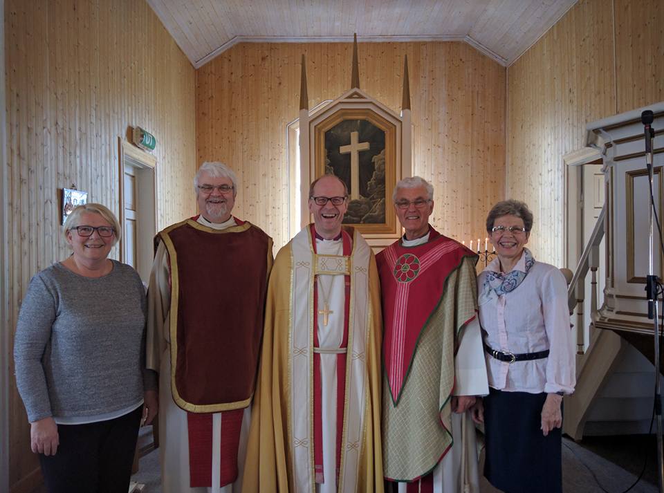Organist Greta Åsali Jensen, Prost Sigurd Skollevoll, Sokneprest Steinar Heien og Menighetspedagog Dagrun Heien