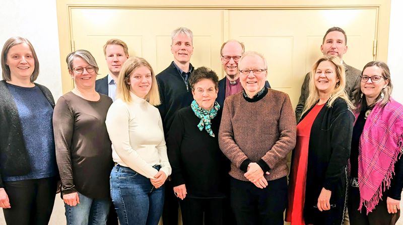 Fra venstre: Marta Kristine Ims (leder), Anne Marit Norbakken Prestø, Oddgeir Sølvfæstersen (nestleder), Miriam Zahl, Gaute Norbye, Tove Karoline Knutsen, biskop Olav Øygard, Kai Krogh, Truls Olufsen-Mehus, Christel Benedicte Eriksen og Mette Anti Gaup