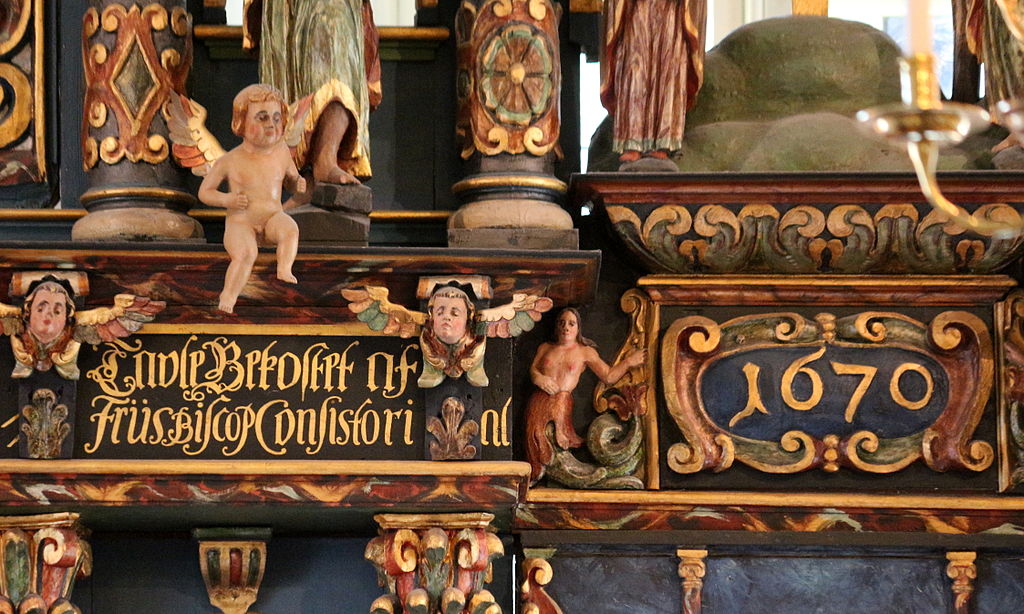Detalj fra altertavlen i Bodin kirke.