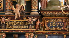 Detalj fra altertavlen i Bodin kirke.