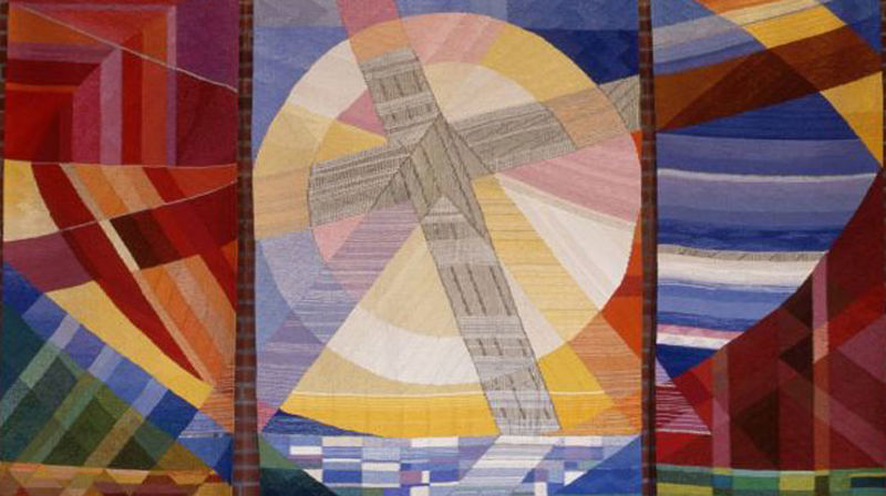 Alterteppe i Hamarøy kirke, vevd av Evaa Henna Aalto.