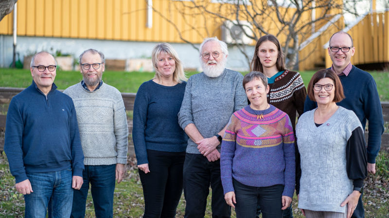 Valgrådet, Kirkevalget 2023. Fra venstre Omar Aardal, Hans Nordgård, Ine Kristin Risvik, Gunnar Tveit Sandvin, Lisbeth Torsvik Gieselmann, Are Tjihkkom, Monica Nilsen og Tore Larsen.