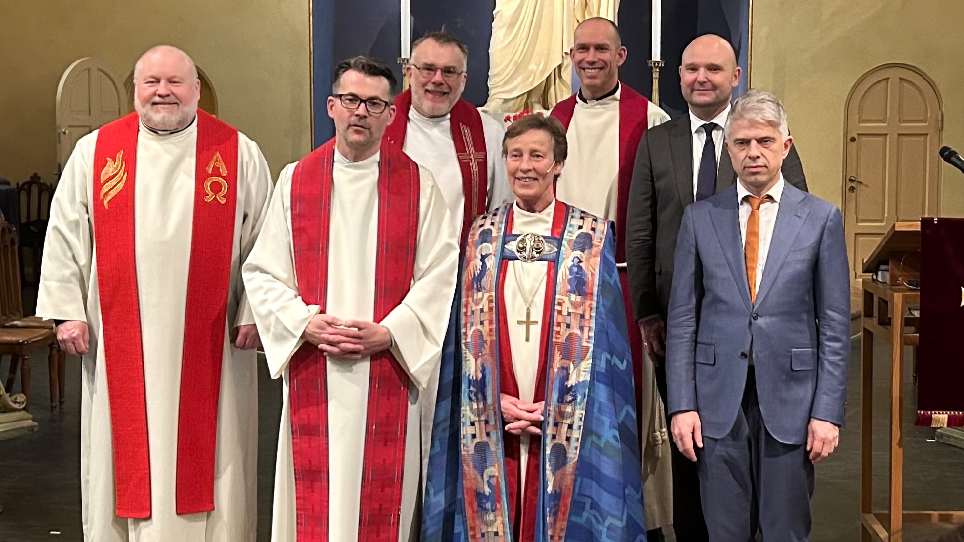 F.v.: Frank Skofteland, Alain Fassotte, Terje Høyland, Anne Lise Ådnøy, Tor Magne Nesvik, Thomas Dale og Joar Haga.