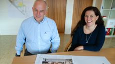 Kirkeverge Trygve Torgersen og daglig leder Siri Lindtveit gleder seg stort til den nye kirken er på plass.