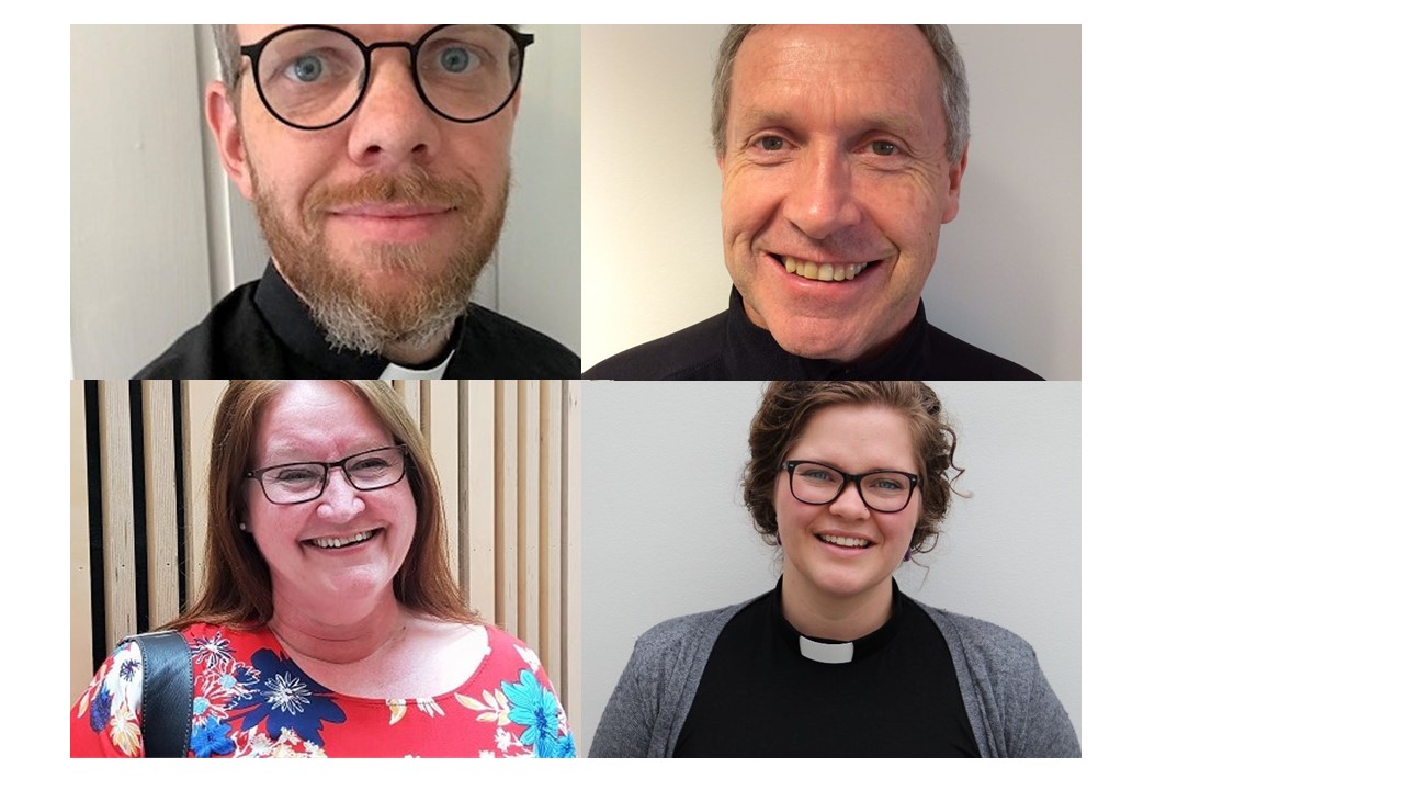 Øverst fra venstre: Kristian Kyllingstad, Svein Nybø, Astrid Harbo og Lina Håland. Foto: nettkirken.no, Randaberg menighet, Tove Marie Sortland og Karina Sanni.