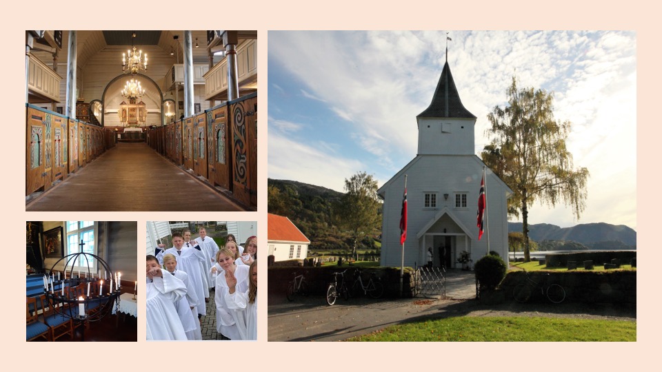 Egersund kirke (øverst til venstre), Lund kirke, lysglobe i Sokndal kirke og konfirmanter i Bjerkreim sokn.
