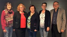 Valgrådet i Stavanger bispedømme: Fra venstre: Ellen Nordtun (medlem), Ingvill Hagesæther Foss (medlem), Inger Kari Søyland (nestleder), Solveig Bryngelsson (vararepresentant) og Steinar Skartland (leder). Ikke tilstede da bildet ble tatt: Therese Egebakken (medlem) og Audun Erdal (vararepresentant).