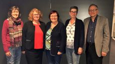 Valgrådet for Stavanger bispedømme har fått inn tre listeforslag. Fra venstre: Ellen Nordtun (medlem), Ingvill Hagesæther Foss (medlem), Inger Kari Søyland (nestleder), Solveig Bryngelsson (vararepresentant) og Steinar Skartland (leder). Ikke tilstede da bildet ble tatt: Therese Egebakken (medlem) og Audun Erdal (vararepresentant).