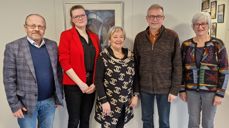 Valgrådet i Tunsberg. Fra venstre Ståle Landmark, Dina Wergeland Venås, Magda Flatmo (nestleder), Kjellfred Dekko (leder) og Tone Westmoen