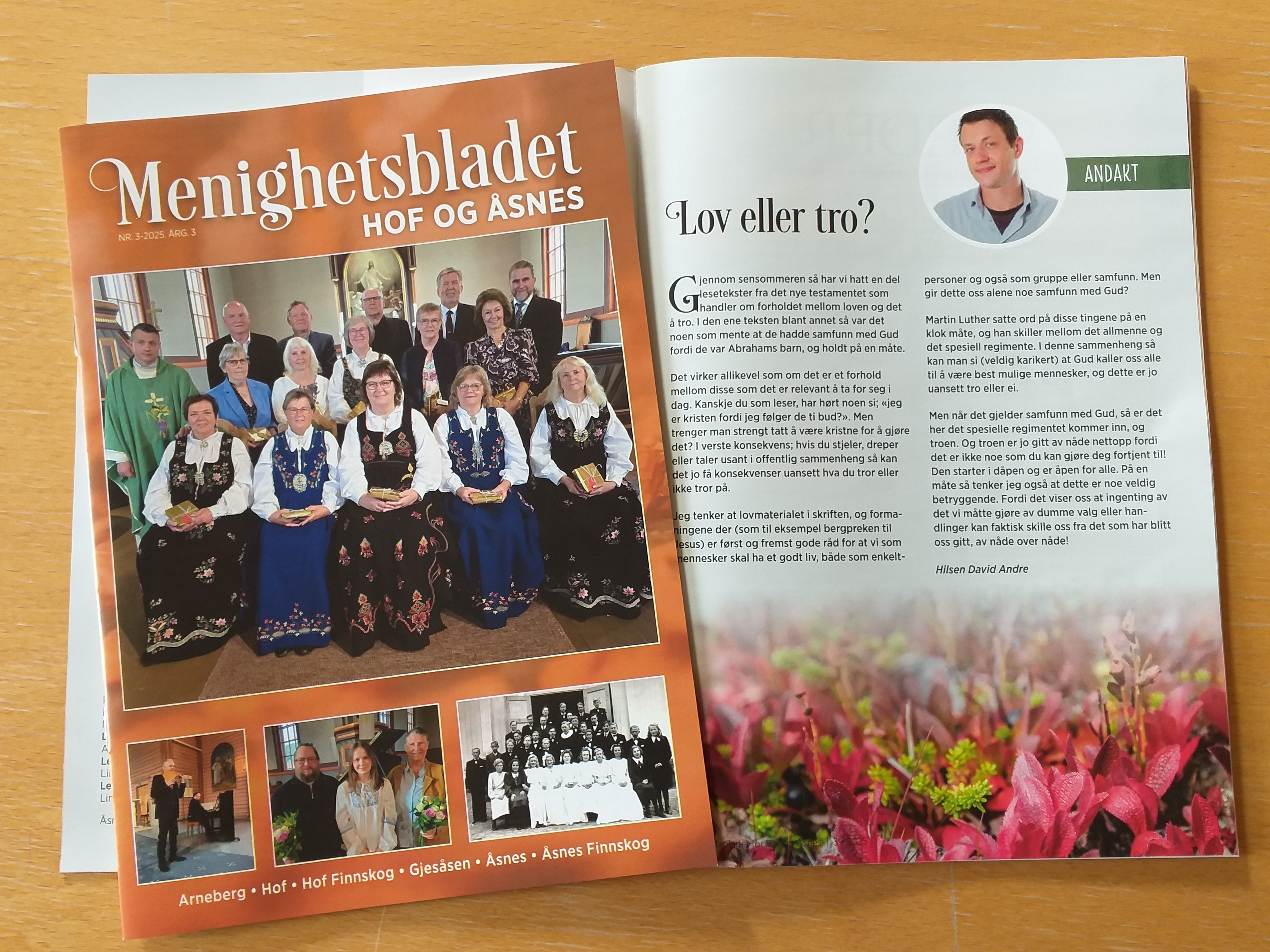 Framside og side 3 i Menighetsbladet for Hof og Åsnes 0325