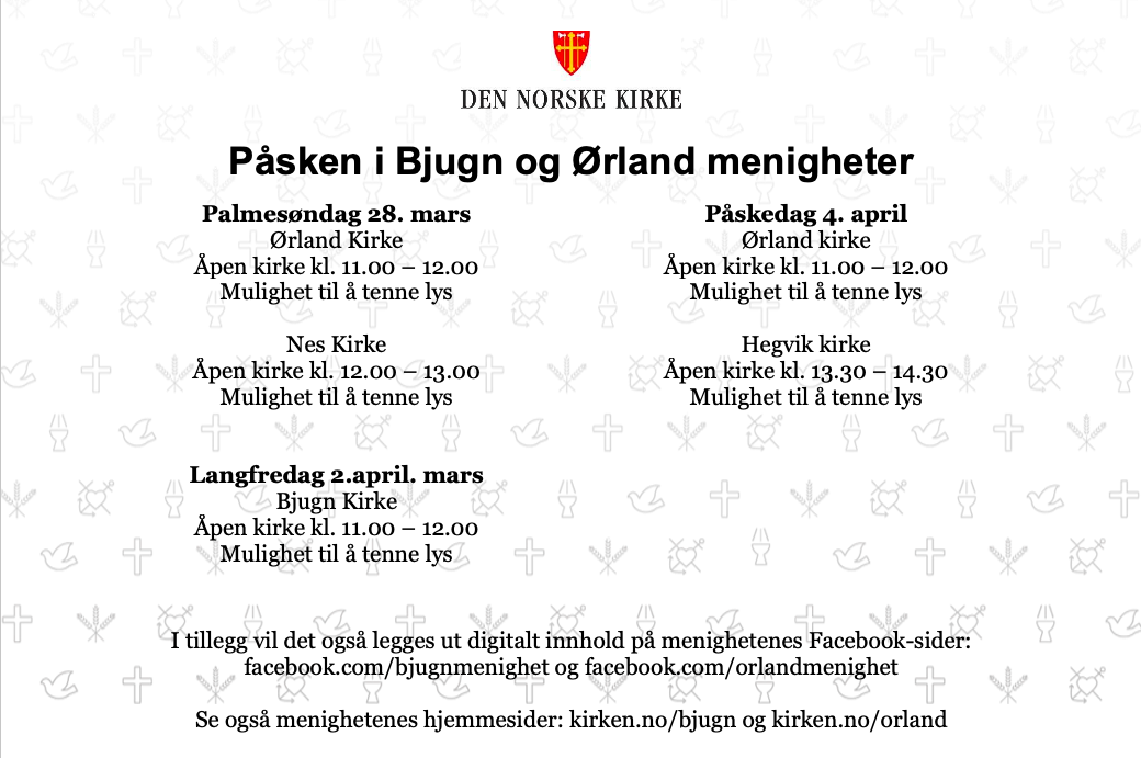 Påsken i Bjugn og Ørland menigheter