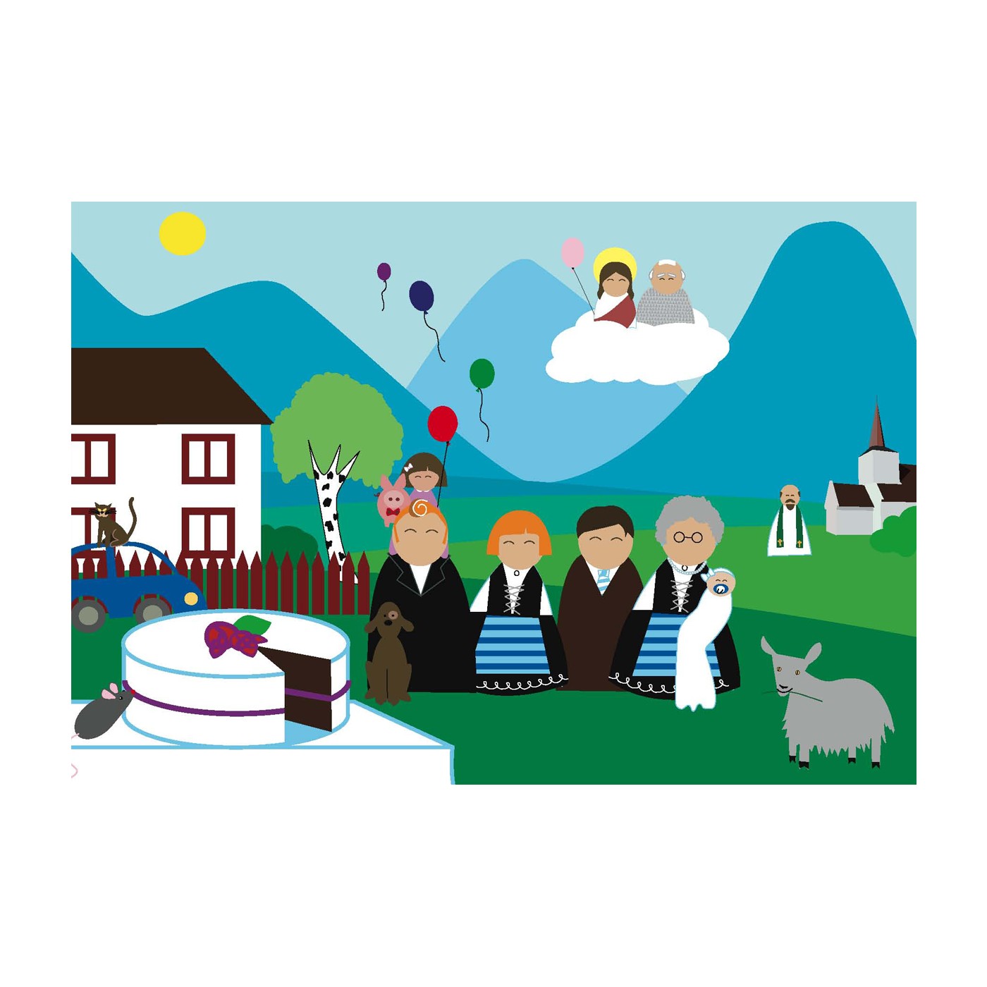 Illustrasjon frå "Linda og den vesle kyrkja"