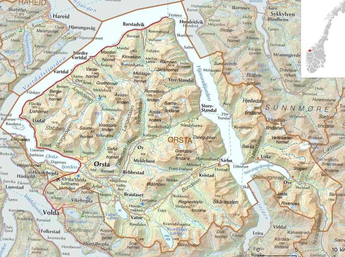 Kart over Ørsta kommune Bilete: snl.no