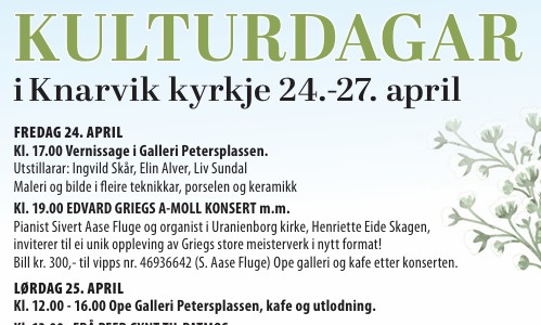 Kulturdagar i Knarvik kyrkje 24.-27. april