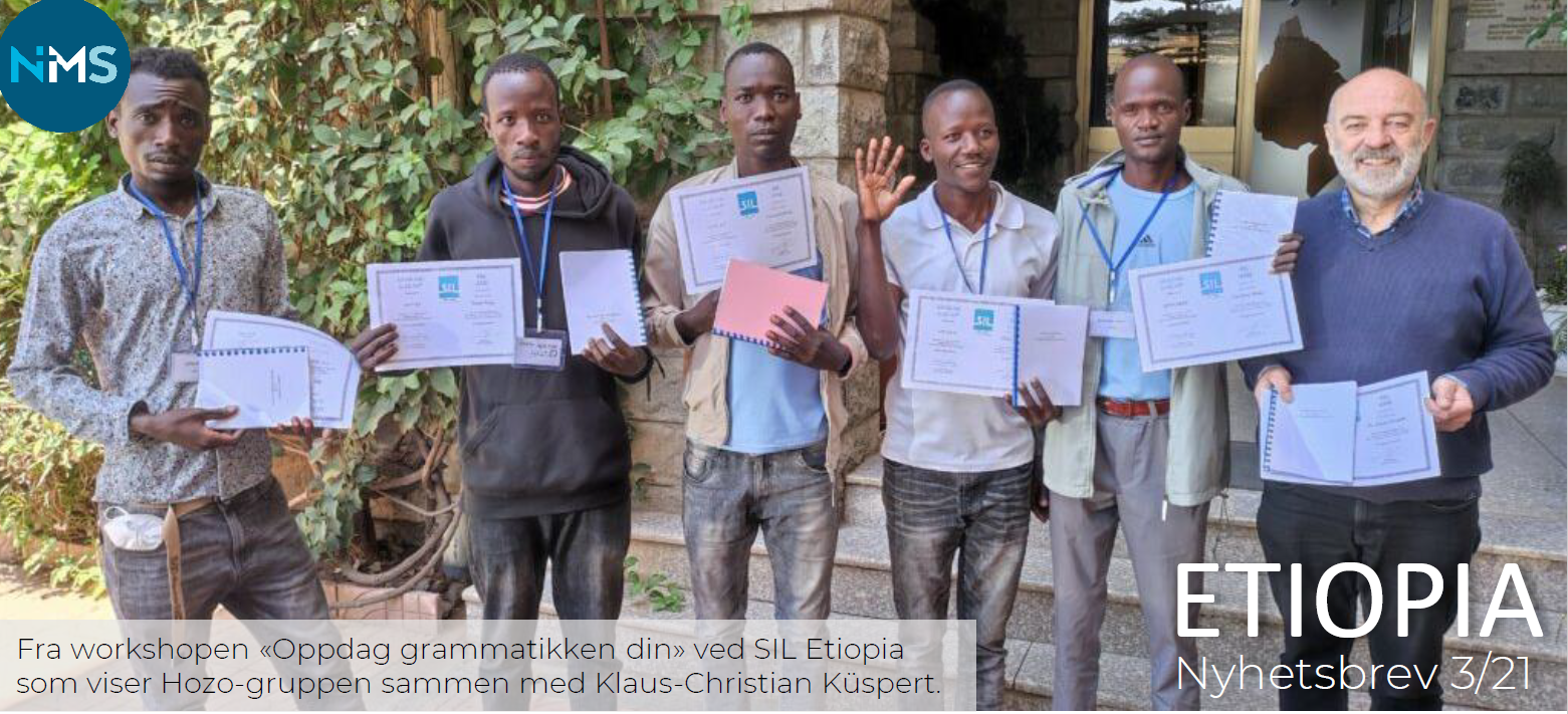 F ra workshopen «Oppdag grammatikken din» ved SIL Etiopia som viser Hozo gruppen sammen med Klaus Christian Küspert