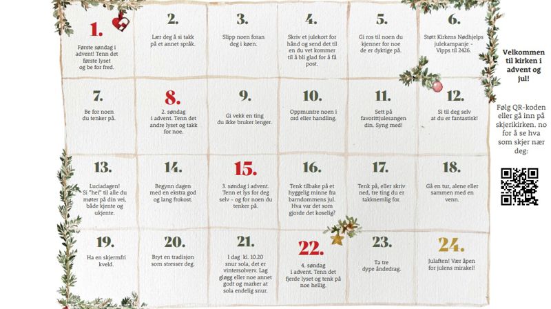Adventskalender og til-og-fra lapper