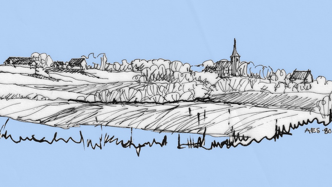 Asker kirke ligger høyt og godt synlig i bygda.