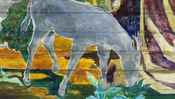 Bildet: Utsnitt av Hugo Lous Mohr «Hengivelse» fra takmaleri i Oslo domkirke