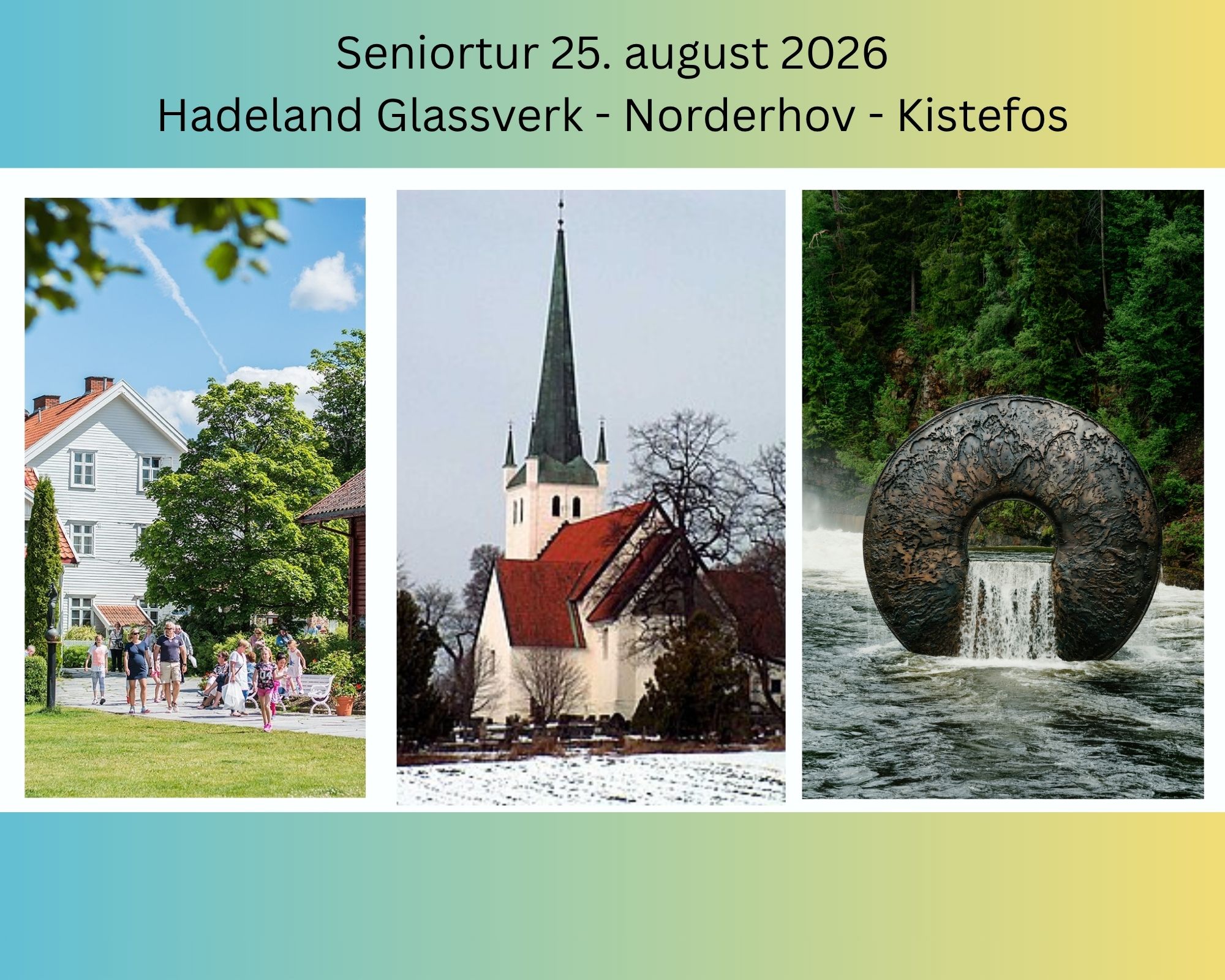 Foto Hadeland Glassverk. Foto Norderhov kirke: T. Bjørnstad. Foto Kistefos: Einar Aslaksen, Kistefos museum.