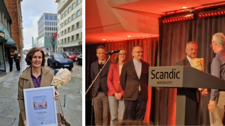 Kirkeverge Mette Svanes med Folkets favoritt-pris og deler av staben i Bergen domkirke menighet mottar bylivsprisen 2025. Gratulerer!