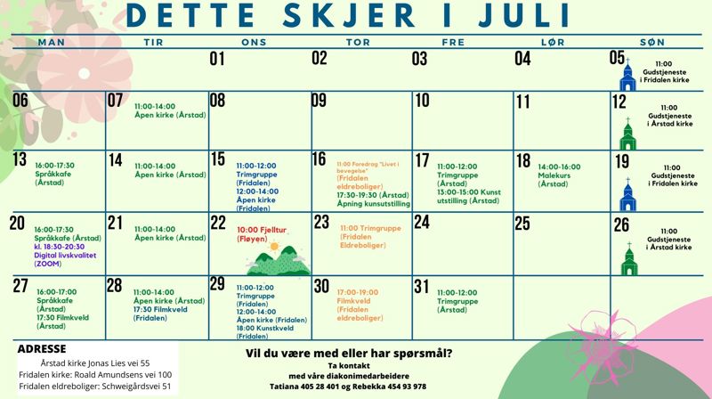 Sommeraktiviteter i Årstad og Fridalen menigheter