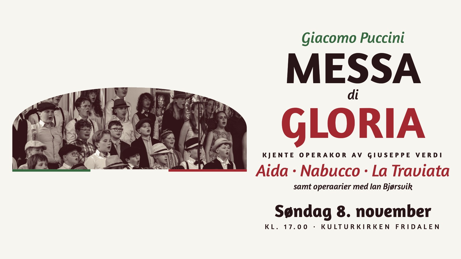 Collegium Vocale synger Puccinis Messa di Gloria og operakor av Verdi søndag 8. november kl. 17.00.