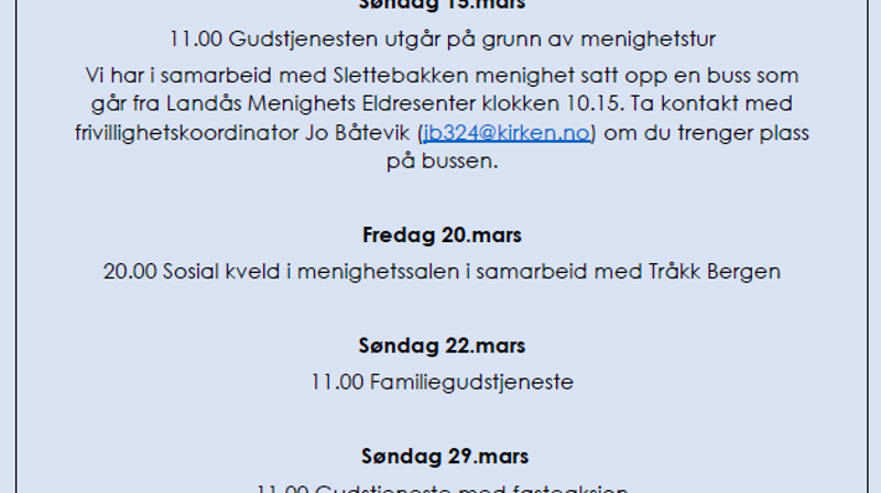 Landås kirke mars 2020