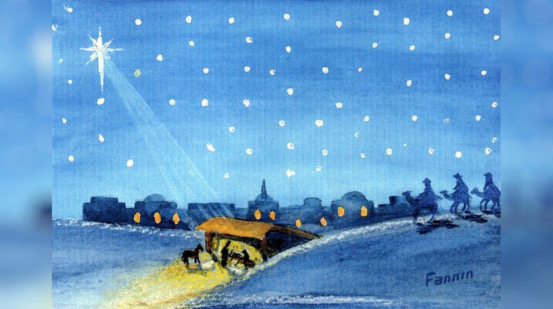 Julenatt, akvarell av Loyd Fannin (©)