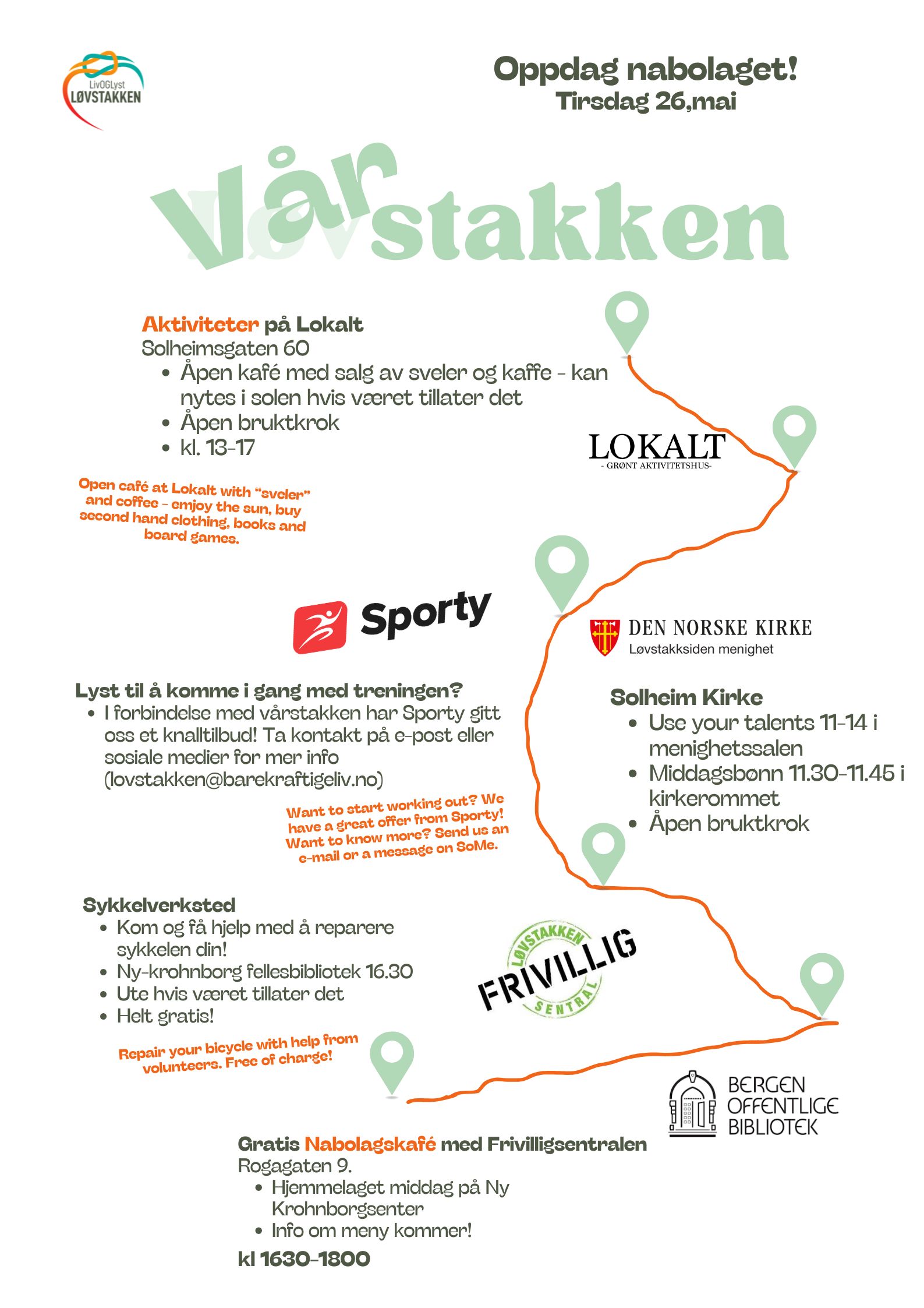 Kart med rute å gå på arrangementet Vårstakken