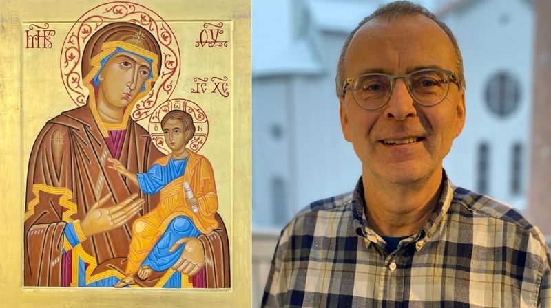 Jan Wilhelm Werner har gitt et ikon som gave til Storetveit menighet.