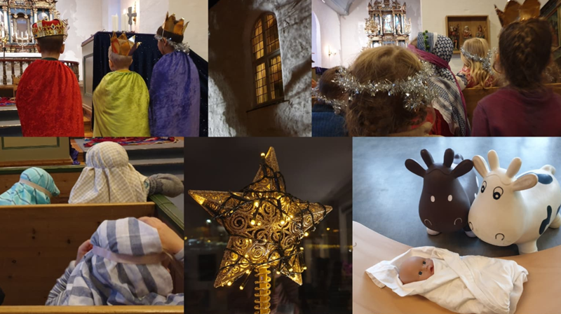 Små nysgjerrige gjetere og engler følger engasjert med på fortellingen om da Jesus ble født. Foto: Sandra Persson