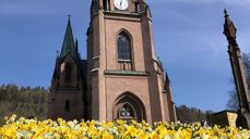 Påskeliljer utenfor Bragernes kirke
