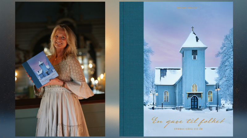 Forfatter Mariann Leines Dahle med boka til venstre og bokas forside til høyre.