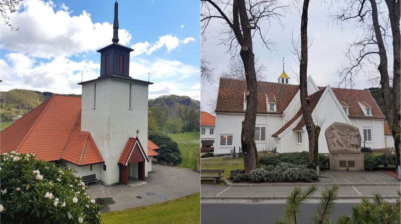 Bakkebø kirke og Egersund kirke.