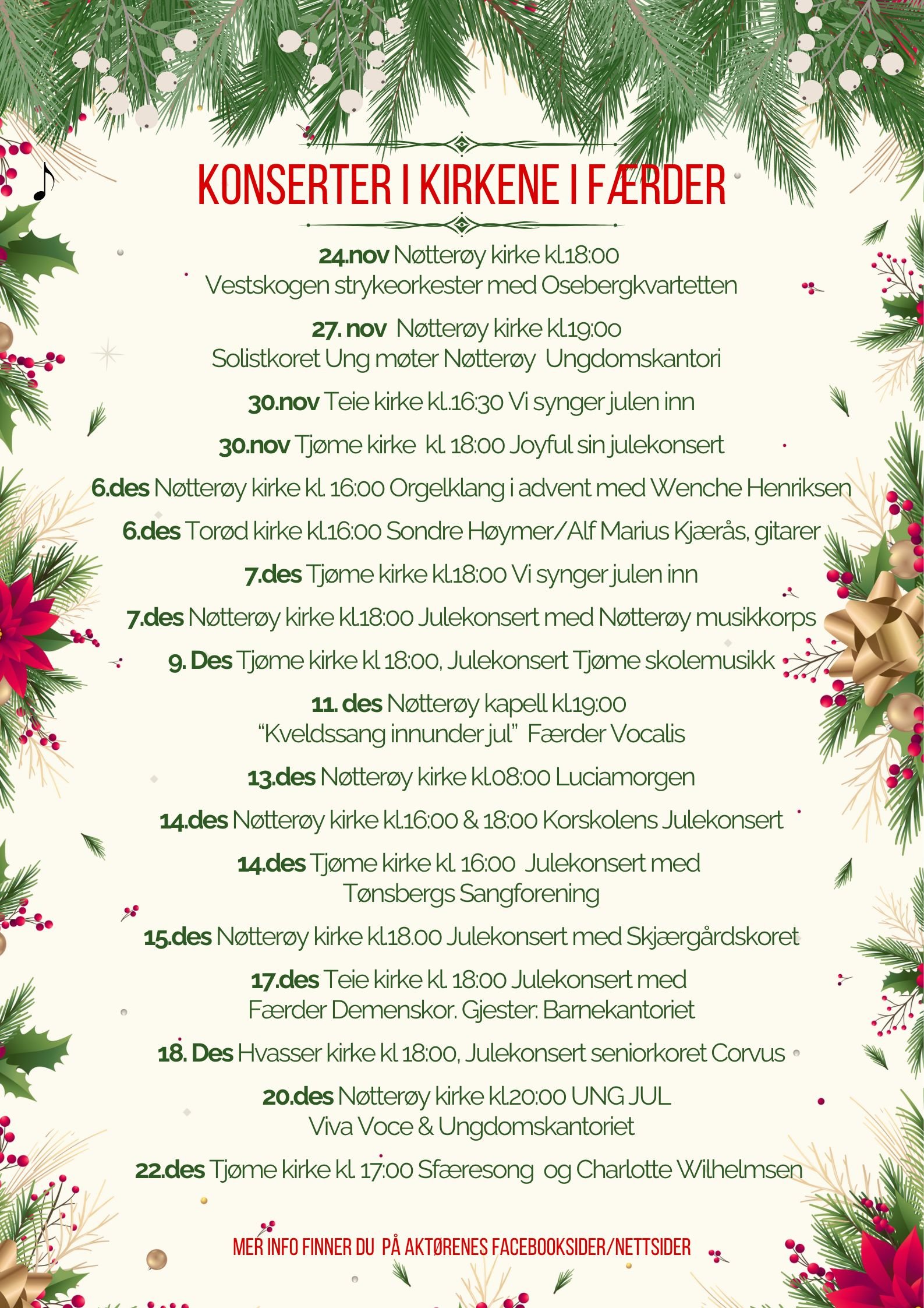 Plakat med julekonserter