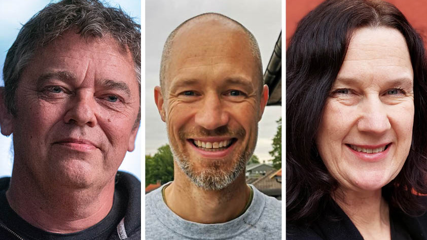 Kveldens panel, f.v.: Trond Henriksen (foto: Torstein Ihle), Karl Christian Backer (privat foto) og Kristin Winlund (foto: Den norske kirke i Fredrikstad).