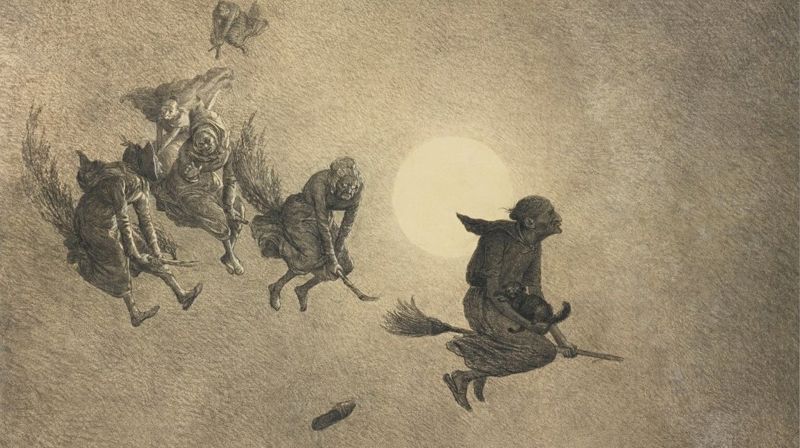 The Witches Ride - en illustrasjon av William Holbrook Beard fra 1870. Bilde: Wikimedia Commons