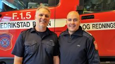 Røyk- og vanndykker Jørgen Lien (til venstre) og branninspektør Jonas Arntzen skal snakke om utfordringer i yrket og brannforebygging. Det skjer på neste kjellerkveld i Domkirken tirsdag 13. november. Foto: Erling Omvik