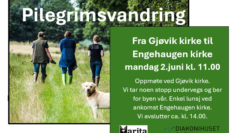 Pilegrimsvandring fra Gjøvik kirke til Engehaugen kirke mandag 02. juni kl 11.00