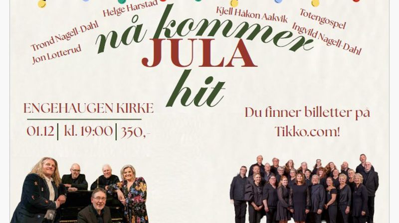 "Nå kommer jula hit" - konsert i Engehaugen kirke 01. desember kl 19.00