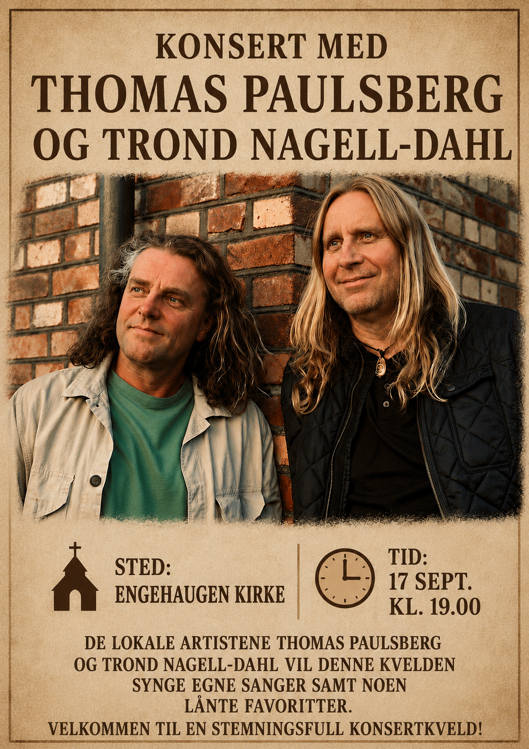 Konsert med Thomas Paulsberg og Trond Nagell-Dahl i Engehaugen kirke 17.09.2026