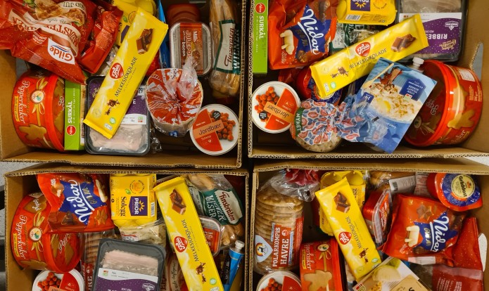 Litt av maten som ble delt ut før jul. (Foto: Lene B. Rødningsby). 