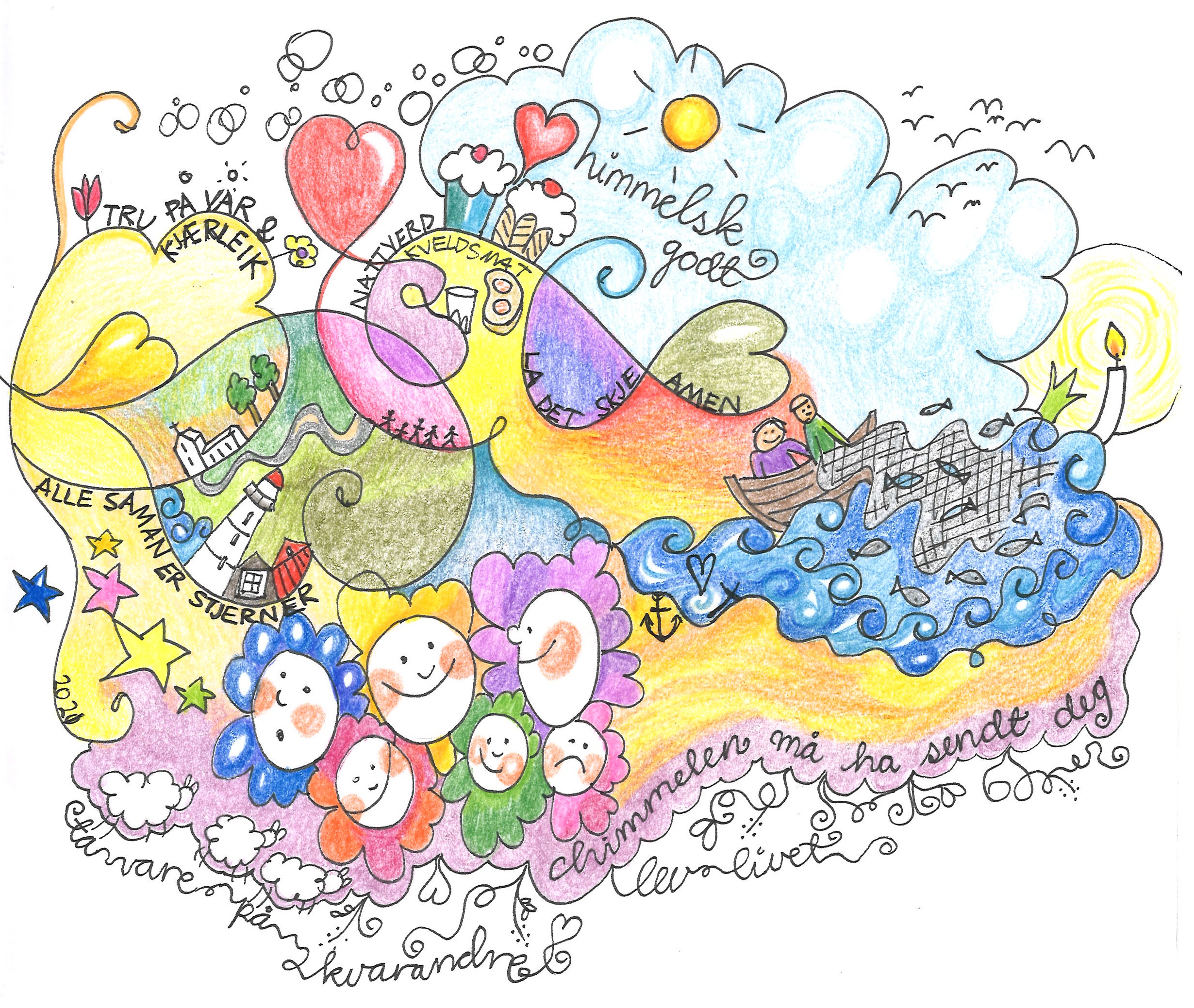 Pinsa er kyrkja sin bursdag og pinsehelga i Hareid har eit fyldig program. Illustrasjon: Bente Andreassen Pilskog