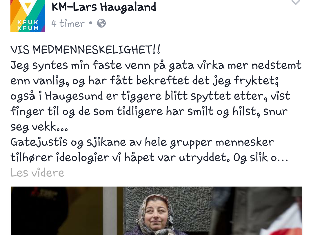 Skjermdump fra KM-Lars sitt Facebook-innlegg.
