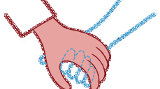 Illustrasjon av Stina Löfgren. Hender hånd i hånd, der den ene hånden har blitt nesten usynlig.