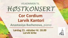 Velkommen til konsert i Larvik kirke 21. oktober.